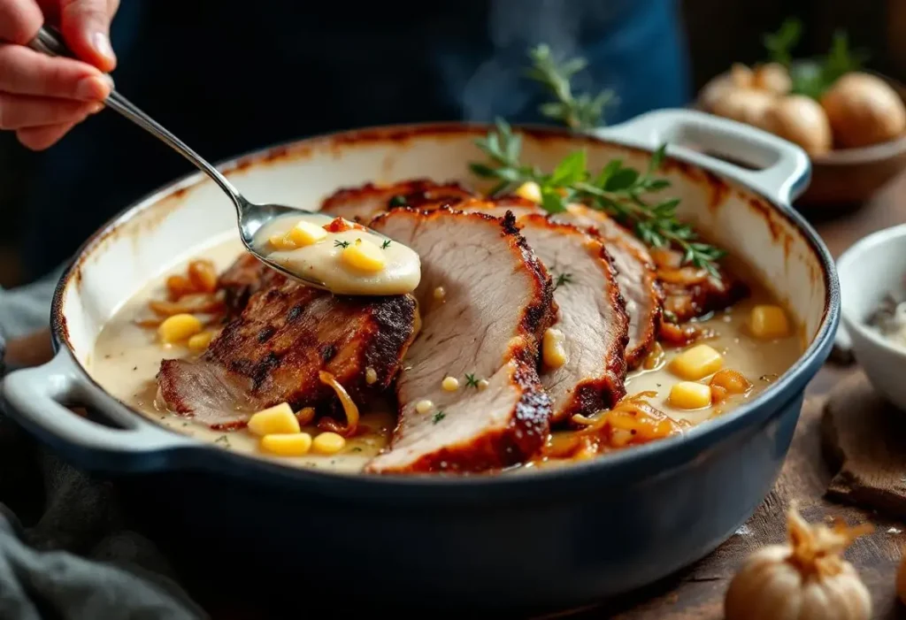 Ce rôti de porc cuit au lait est si fondant qu’on le déguste à la cuillère
